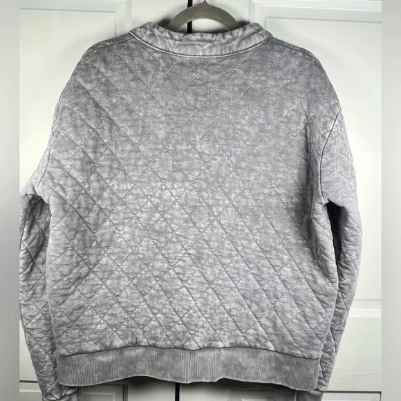 Jane and Delancey Quilted Shirt Jacket Mineral Wash Diamond quilt Gray Sz XL - Picture 3 of 7